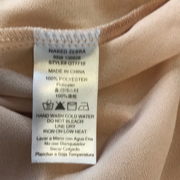 Naked Zebra Blush V-Neck Top w/ Embroidery - Picture 6 of 6